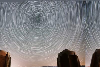 رد دنباله ستاره هابه دور ستاره قطبی بر فراز برج های دوقلوی خرقان