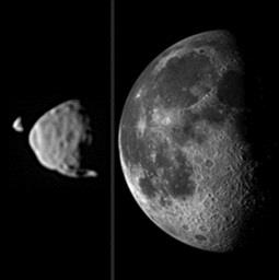فیلمبرداری کاوشگر ناسا، هنگام عبوریکی از ماه های بهرام از مقابل ماه دیگر آن