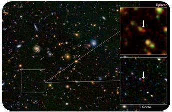تلسکوپ های ناسا به یافتن یک کهکشان نادر در آغاز زمان کمک کردند.
