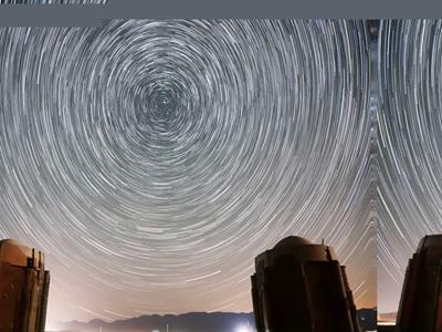 رد دنباله ستاره هابه دور ستاره قطبی بر فراز برج های دوقلوی خرقان